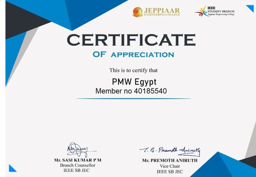 Certificate of Appreciation