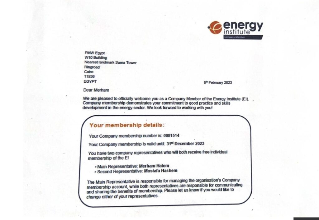 Energy Institute Certificate