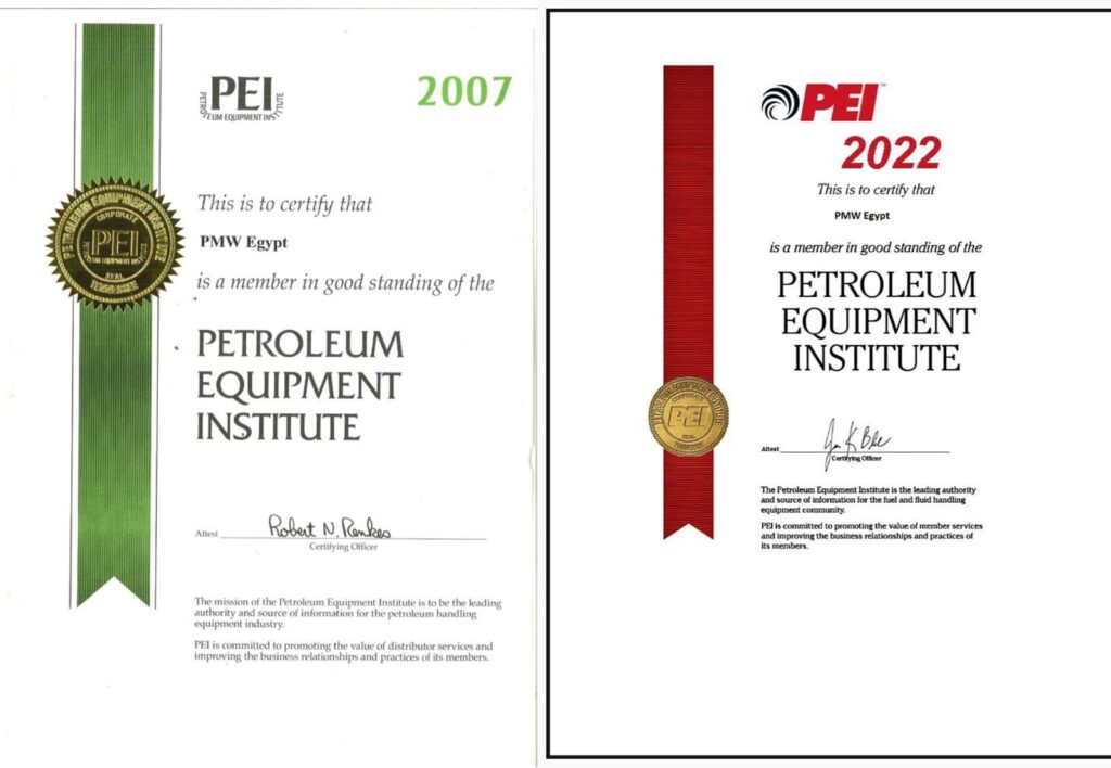 Petroleum Equipment Association Certificate